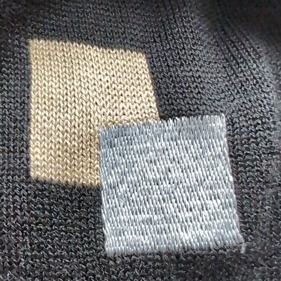 Jamie Sadock black geometric pattern silk blend lined zipup cardigan Medium - Picture 7 of 7